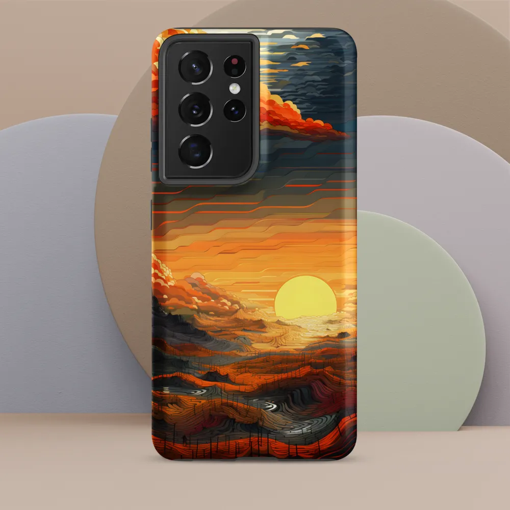 Ethereal Sunset: A Serene Landscape in Flowing Forms | Phone Case |  S21 Ultra | Tough Case | Matte