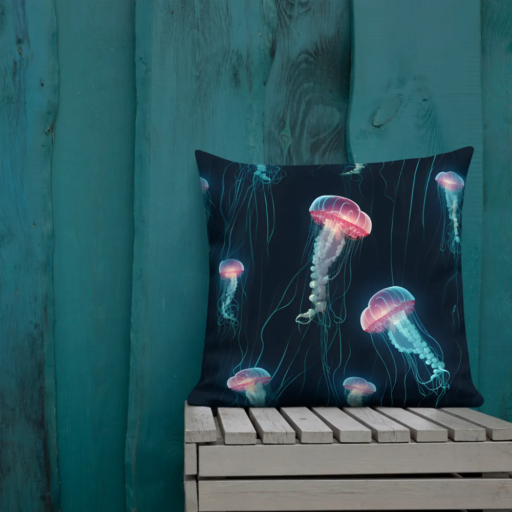 Ethereal Dance of Jellyfish | Pillow | 22″×22″