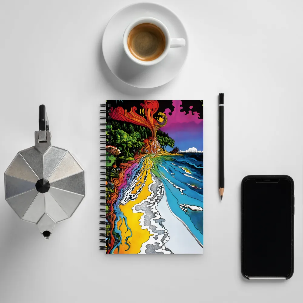 Ethereal Flow: A Psychedelic Landscape | Spiral Notebook