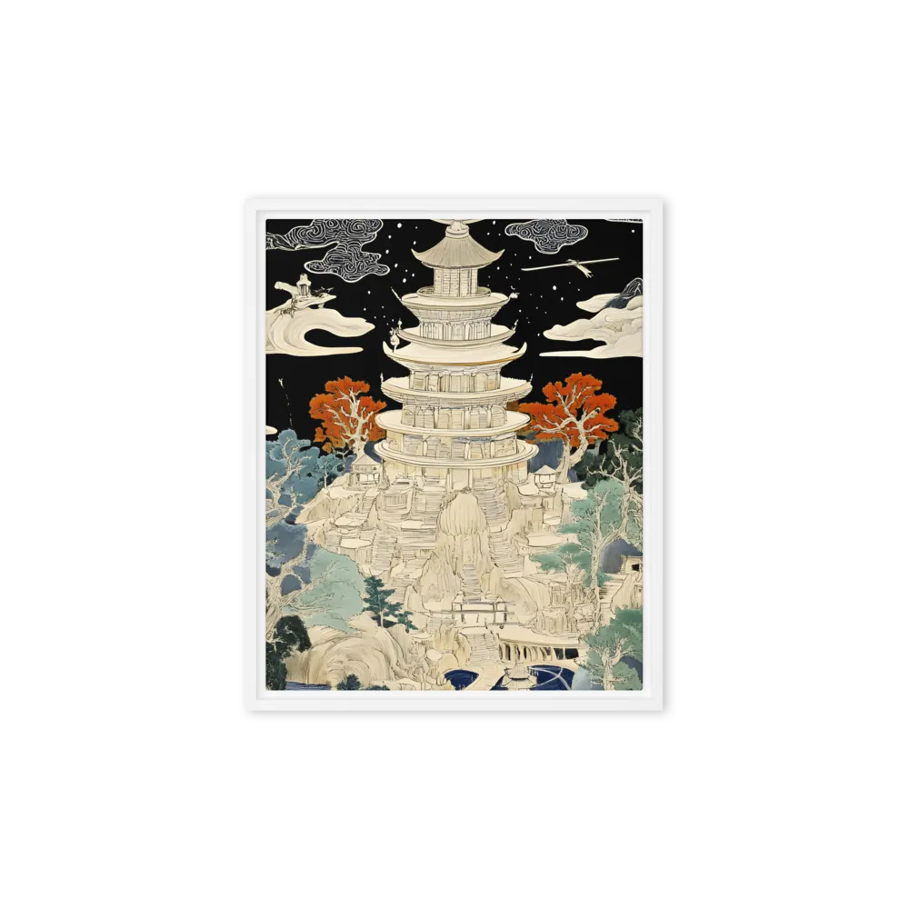 Whispers of the Pagoda | Canvas with White Frame | 8″×10″
