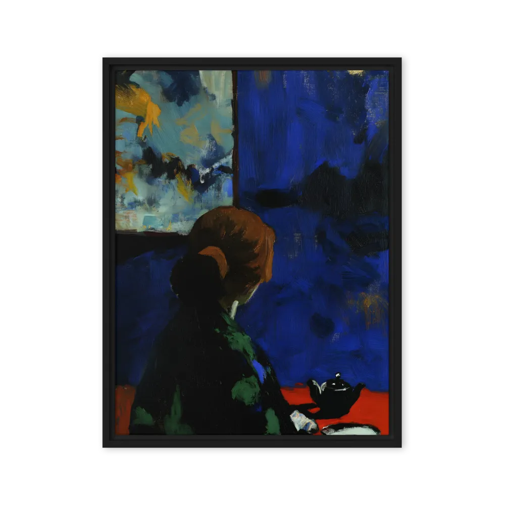 Contemplation Under the Night Sky | Canvas with Black Frame | 24″×32″