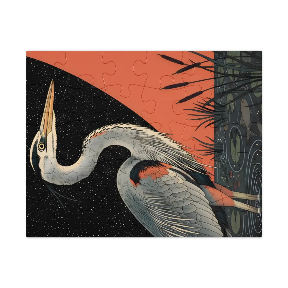 Starlit Heron 
 Jigsaw Puzzle in Tin Box