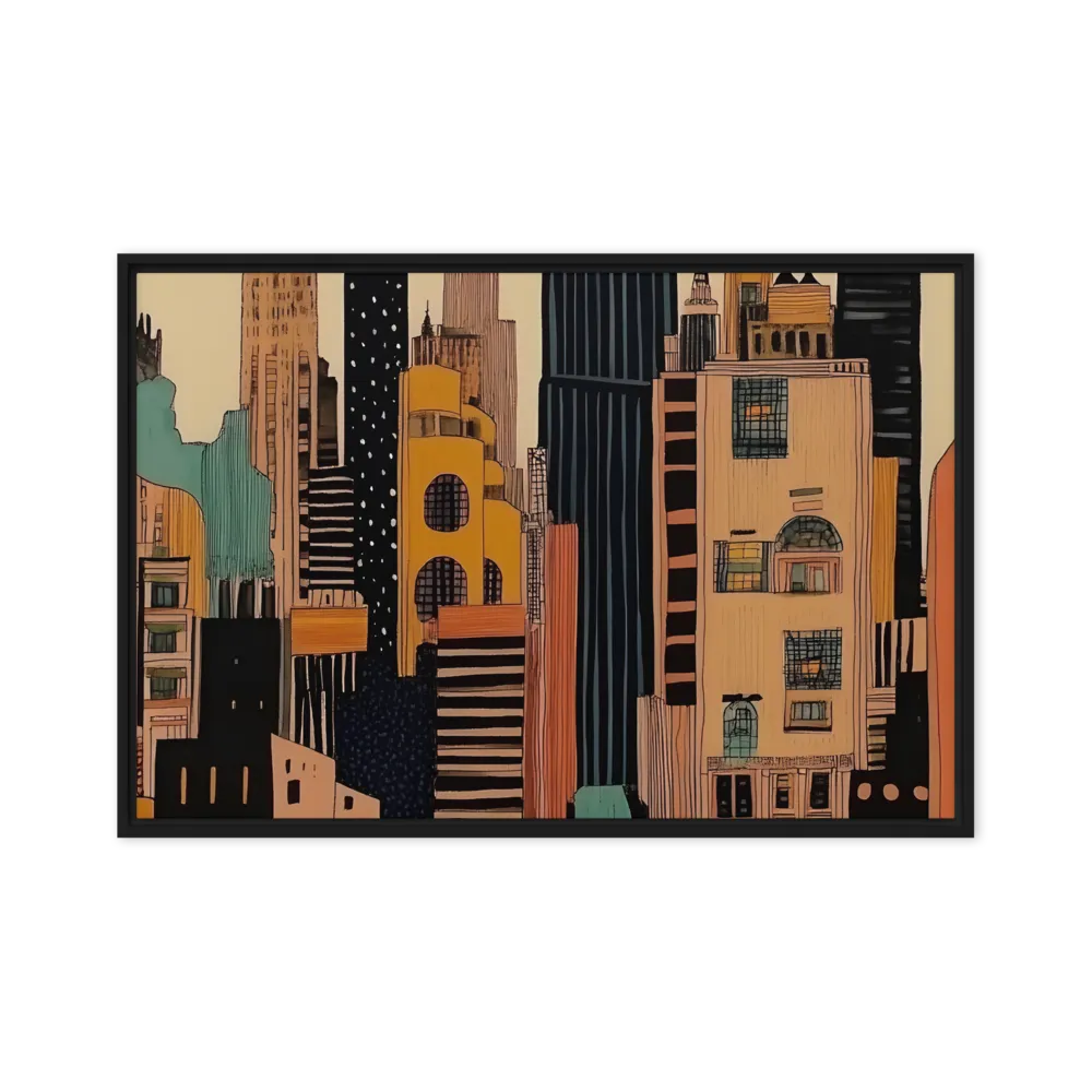 Urban Symphony in Ink | Canvas with Black Frame | 20″×30″