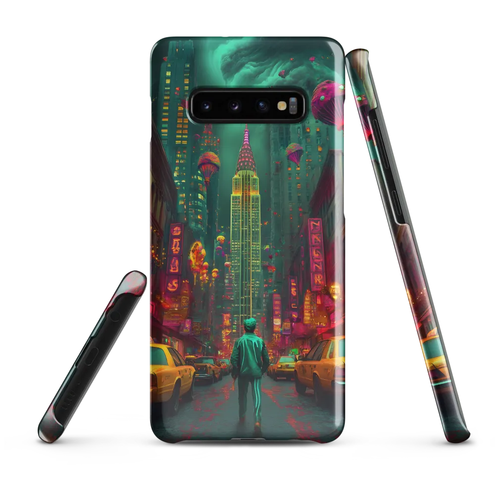 Neon Dreams: A Surreal Urban Journey | Phone Case |  S10 Plus | Snap Case | Glossy