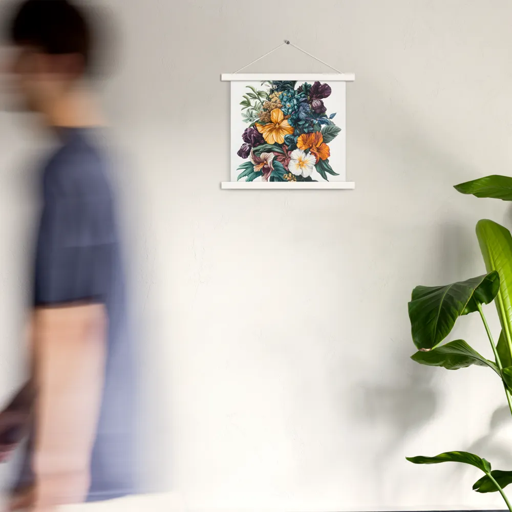 Floral Symphony | Poster With White Wood Hanger | 14″×14″