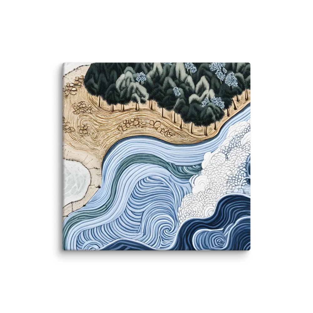Oceanic Harmony: A Tranquil Landscape | Canvas | 16″×16″