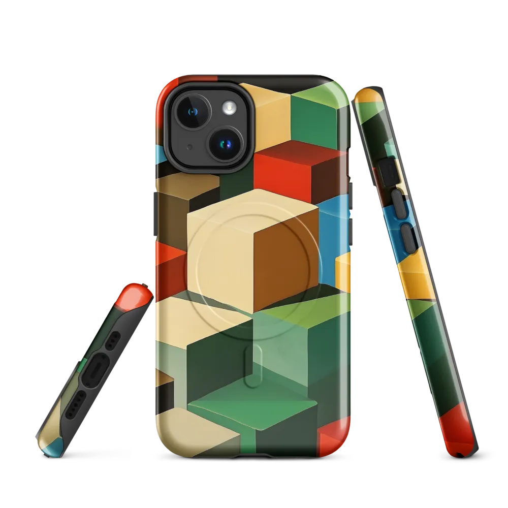 Colorful Geometric Harmony | Phone Case |  14 | MagSafe® Tough Case | Glossy