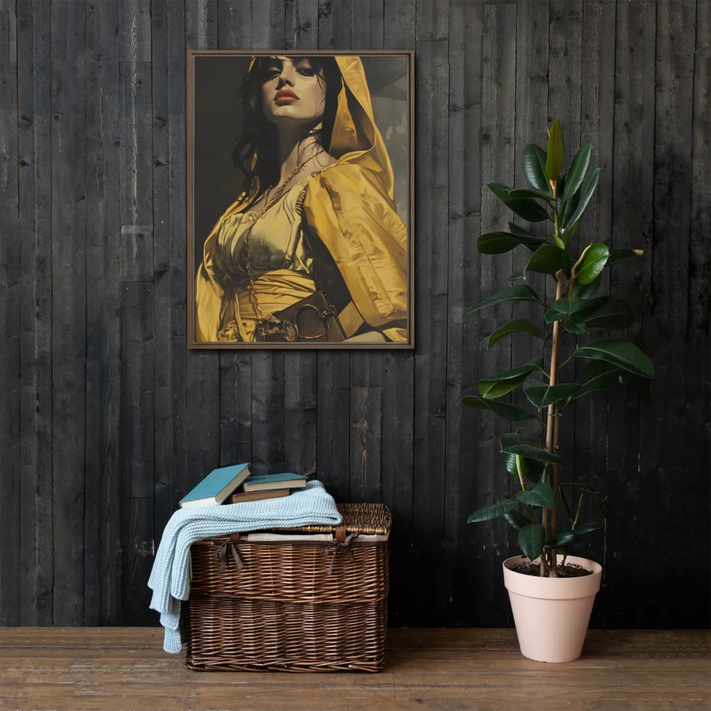 Veiled Confidence | Canvas with Brown Frame | 24″×32″