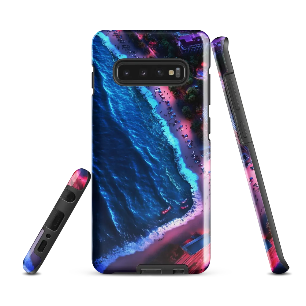 Twilight Reflections: A Serene Beach Aerial | Phone Case |  S10 Plus | Tough Case | Glossy