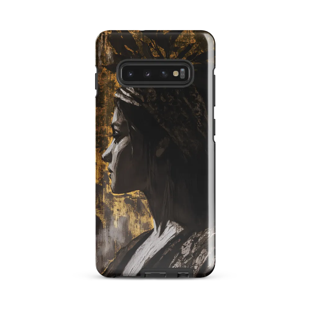 Golden Elegance: A Modern Profile Portrait | Phone Case |  S10 Plus | Tough Case | Glossy