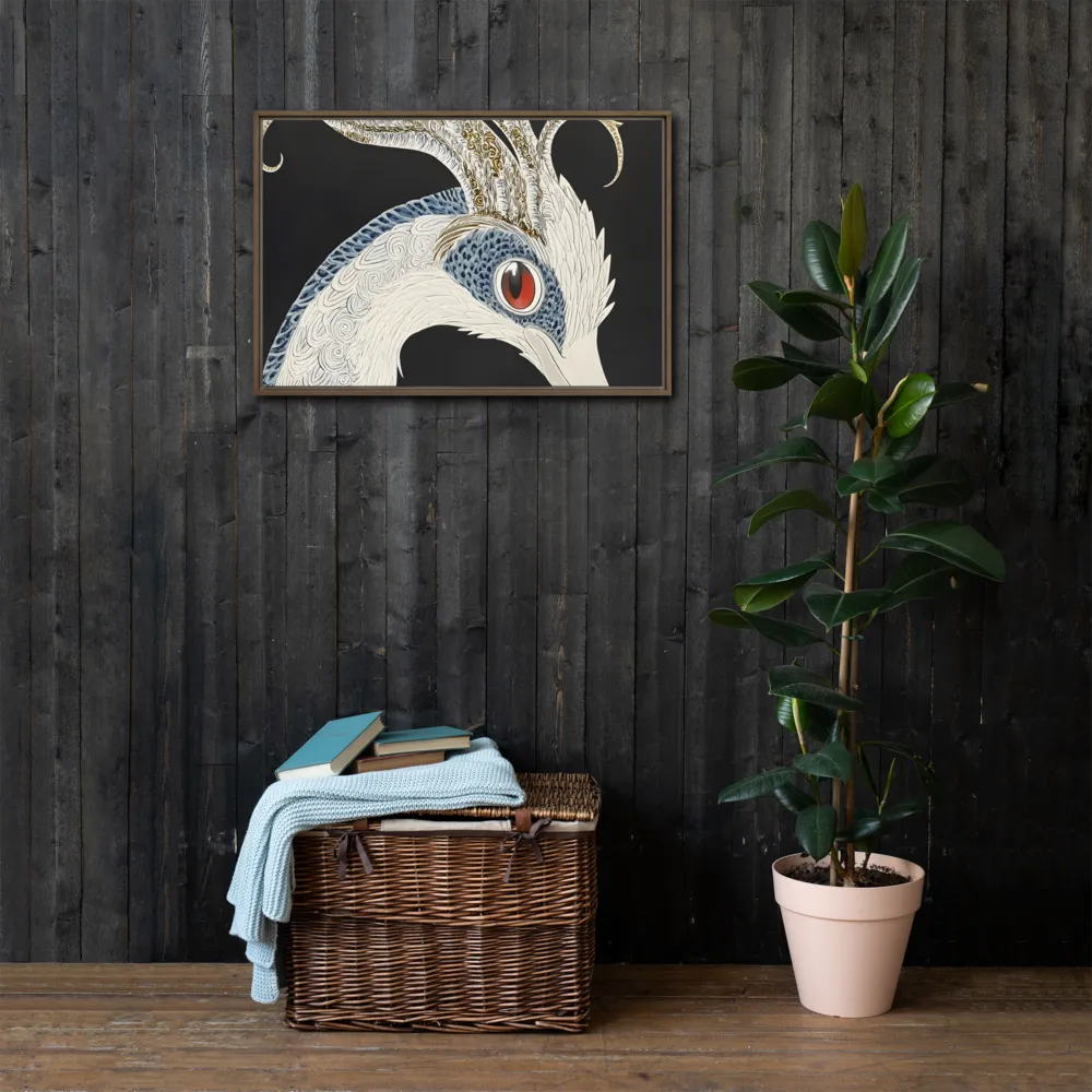 Elegance of the Majestic Peacock | Canvas with Brown Frame | 20″×30″
