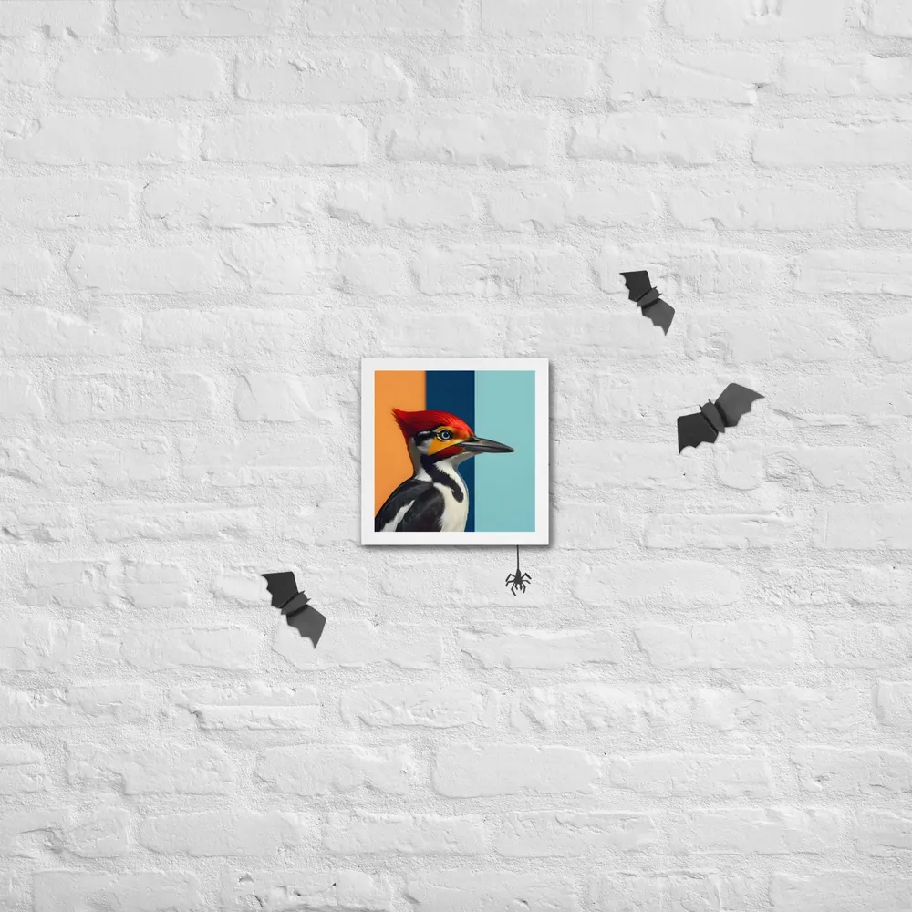 Geometric Woodpecker 
 Poster with White Frame | 10″x 10″