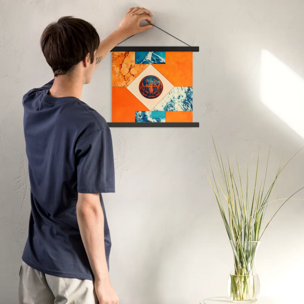 Harmonious Encounters: Abstract Geometry | Poster With Black Wood Hanger | 14″×14″