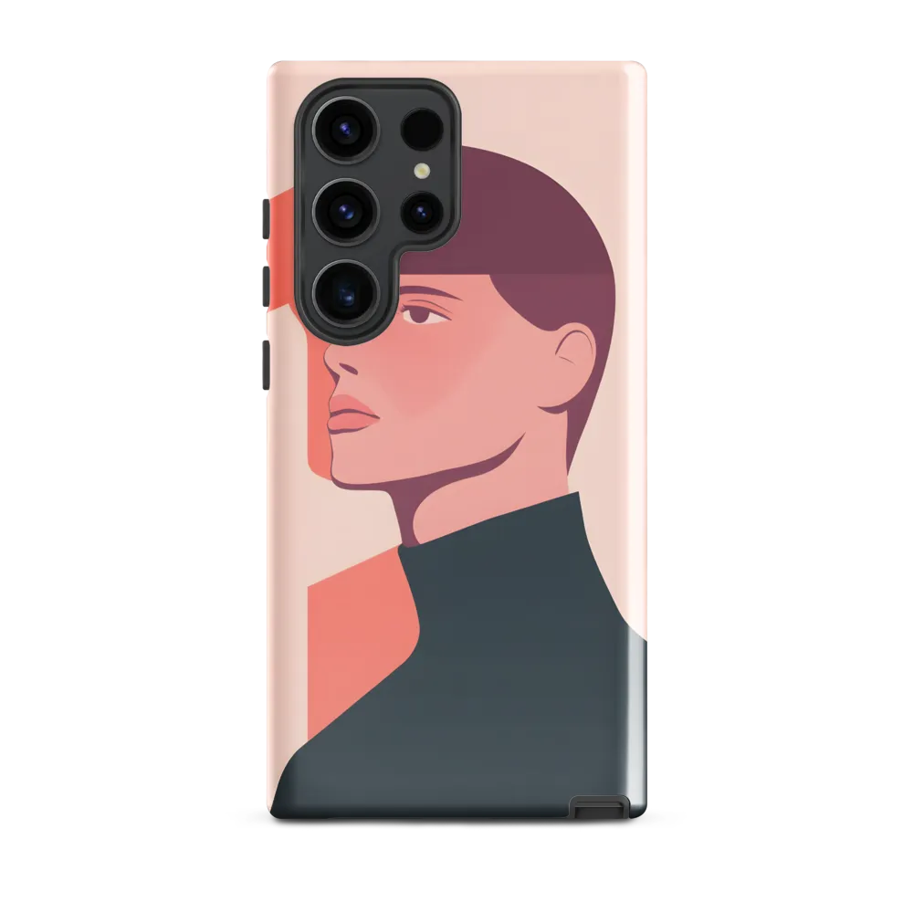Contemplative Portrait in Minimalism | Phone Case |  S23 Ultra | Tough Case | Glossy