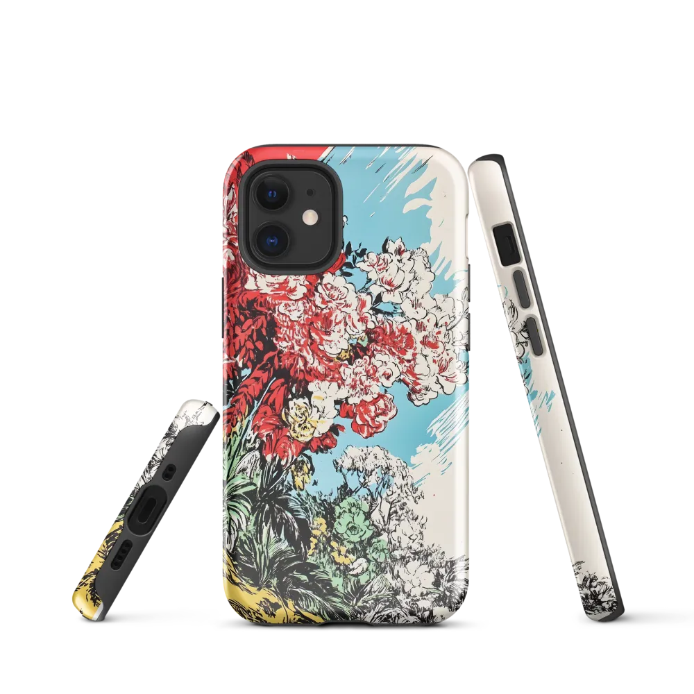 Floral Symphony in Bold Colors | Phone Case |  12 mini | Tough Case | Glossy