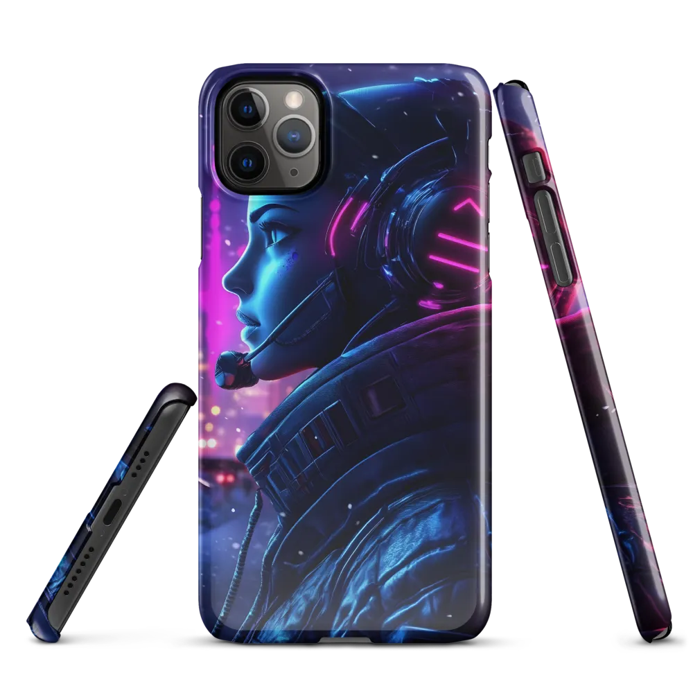 Dystopian Elegance: Cyberpunk Figure in Neon | Phone Case |  11 Pro Max | Snap Case | Glossy