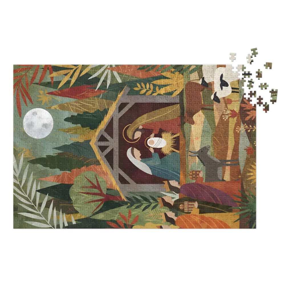 The Forest Nativity 
 Jigsaw Puzzle in Tin Box