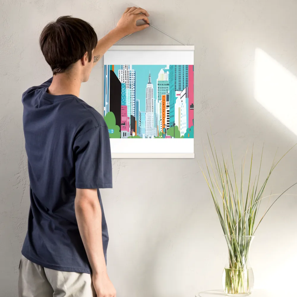Urban Symphony: A Modern Cityscape | Poster With White Wood Hanger | 16″×20″