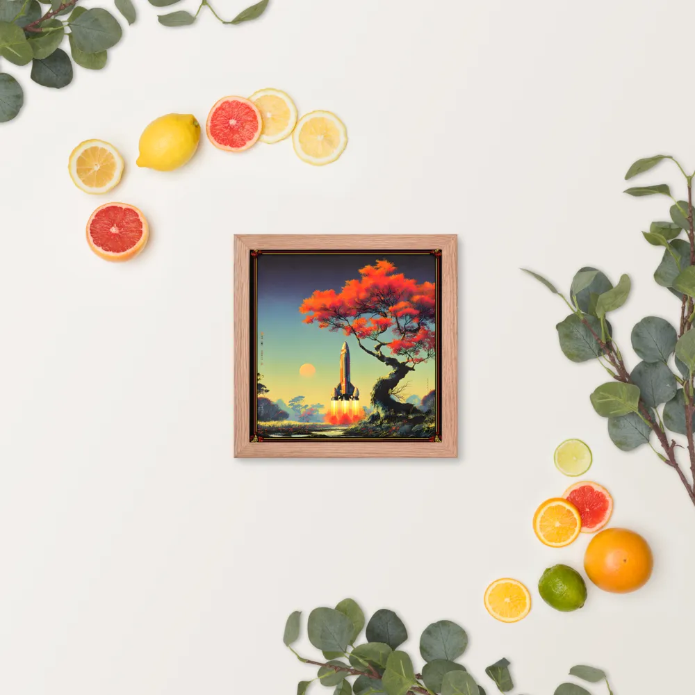 Autumn Launch 
 Poster with Red oak Frame | 10″x 10″