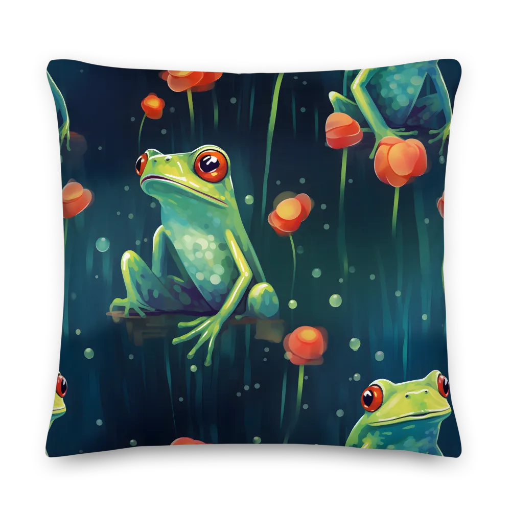 Playful Frogs in a Lush Pond | Pillow & Pillow Case | Multiple Sizes