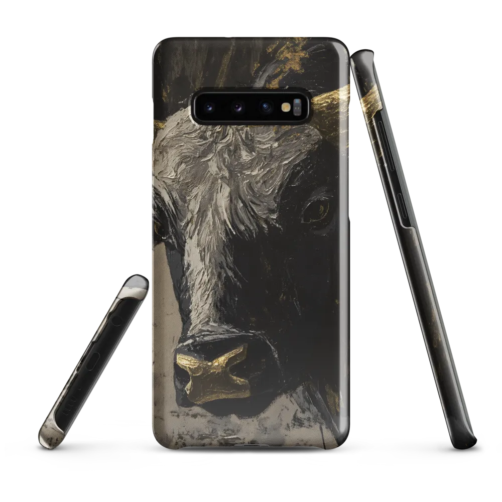 Majestic Bull: The Power in Black and Gold | Phone Case |  S10 Plus | Snap Case | Glossy