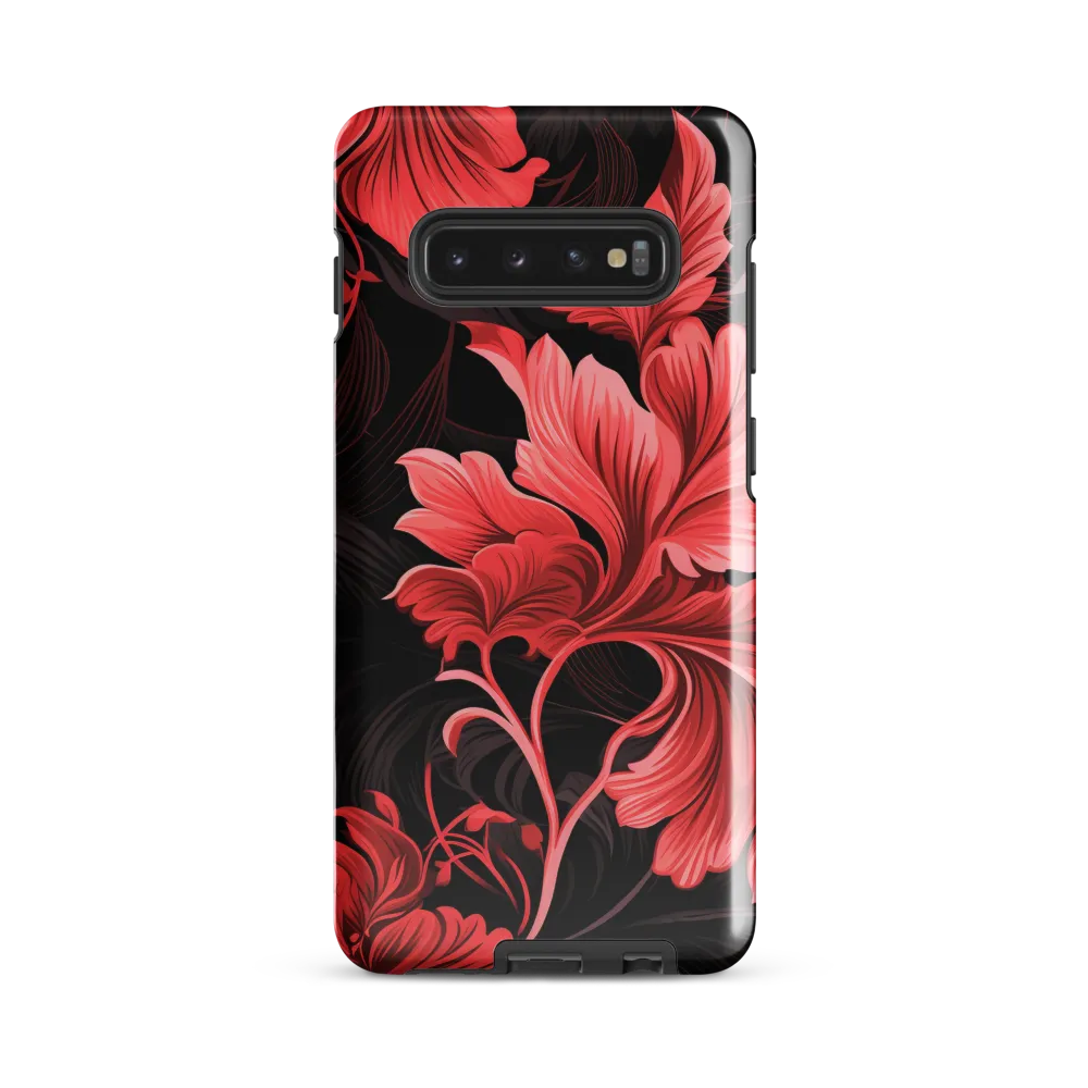 Tropical Elegance in Red | Phone Case |  S10 Plus | Tough Case | Glossy