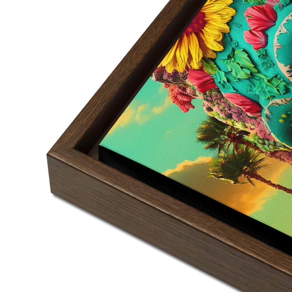 Ethereal Skull Garden | Canvas with Brown Frame | 16″×20″