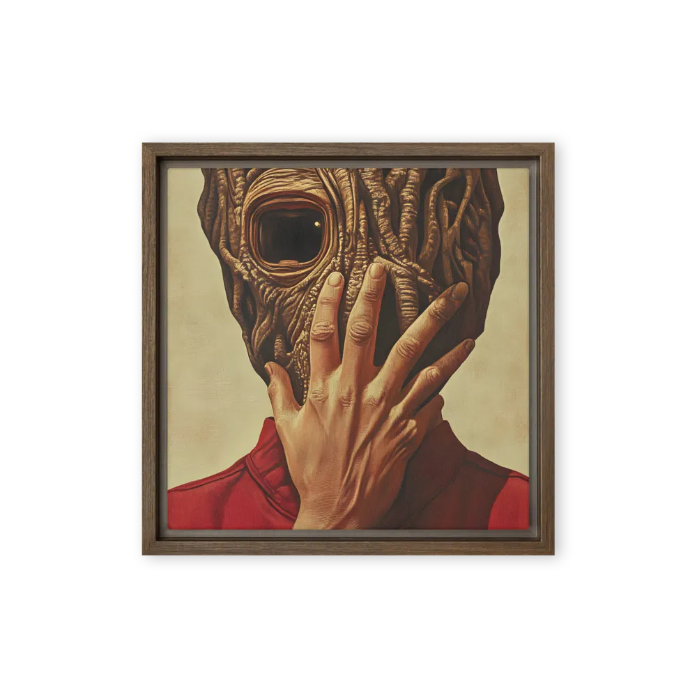 The Mask of Roots | Canvas with Brown Frame | 12″×12″