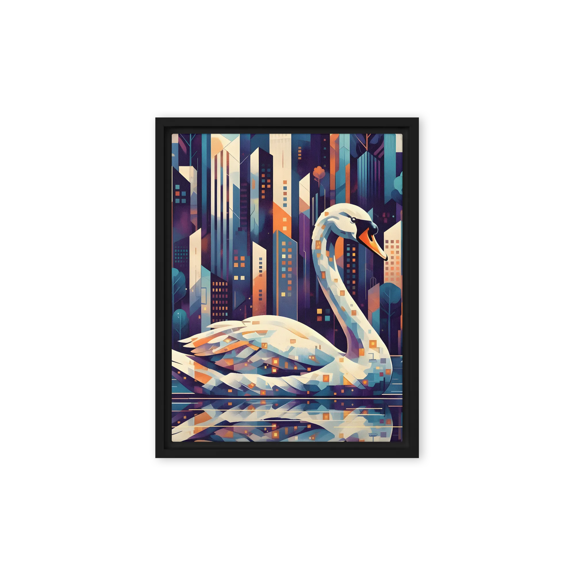Urban Swan 
 Canvas with Black Frame