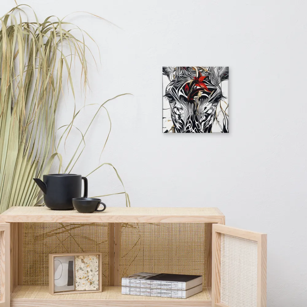Floral Elegance: The Giraffe's Portrait | Canvas | 12″×12″