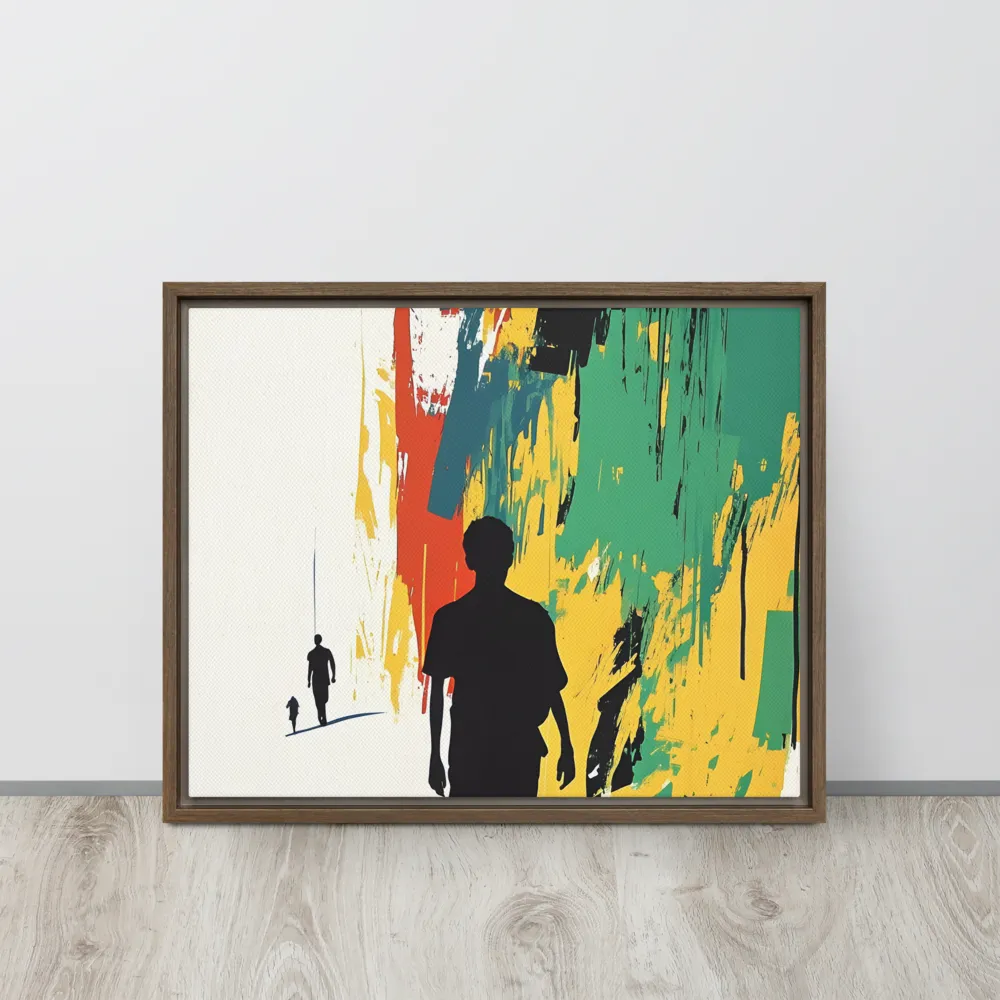 Journey of Silhouettes | Canvas with Brown Frame | 16″×20″