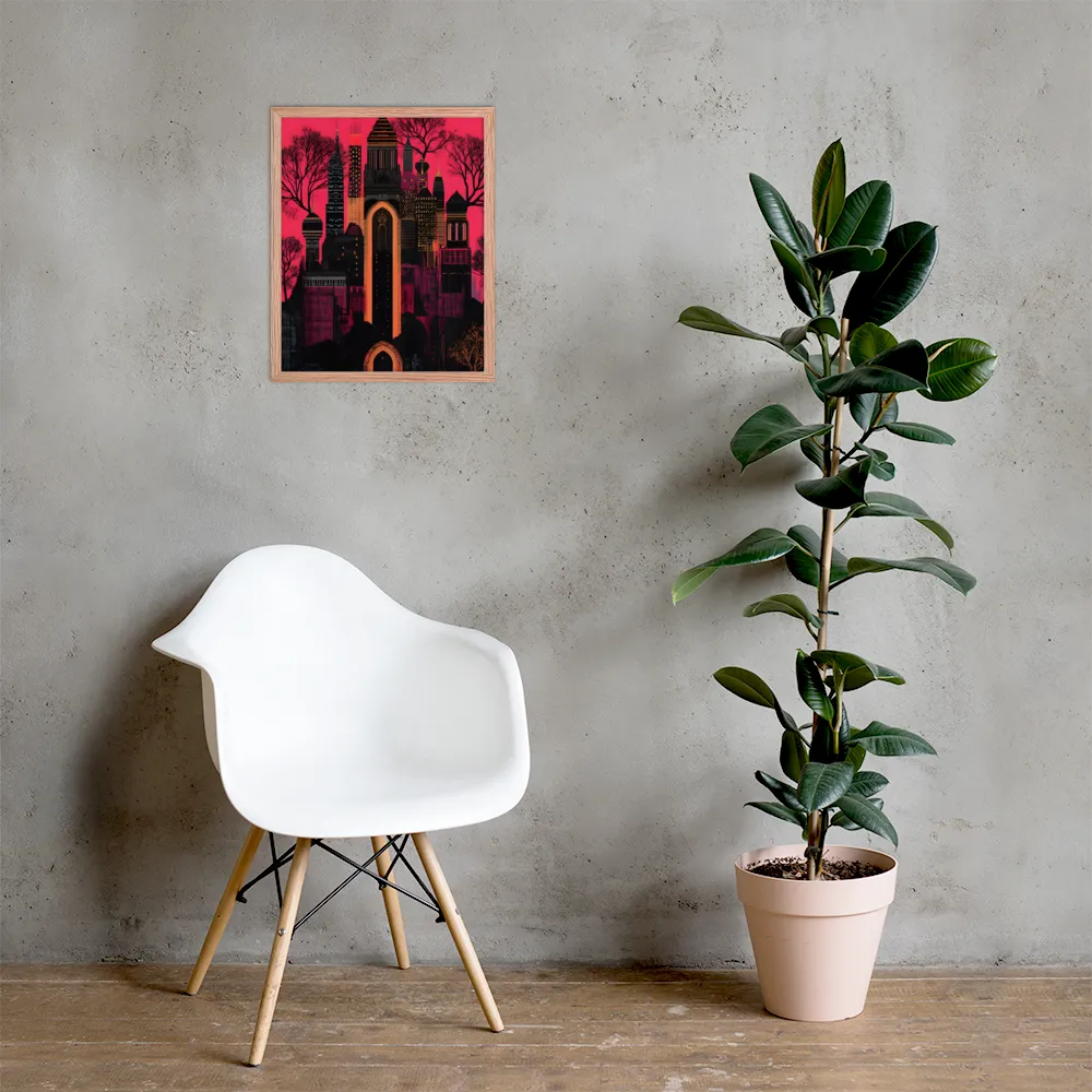 Urban Reverie | Poster with Red oak Frame | 16″×20″