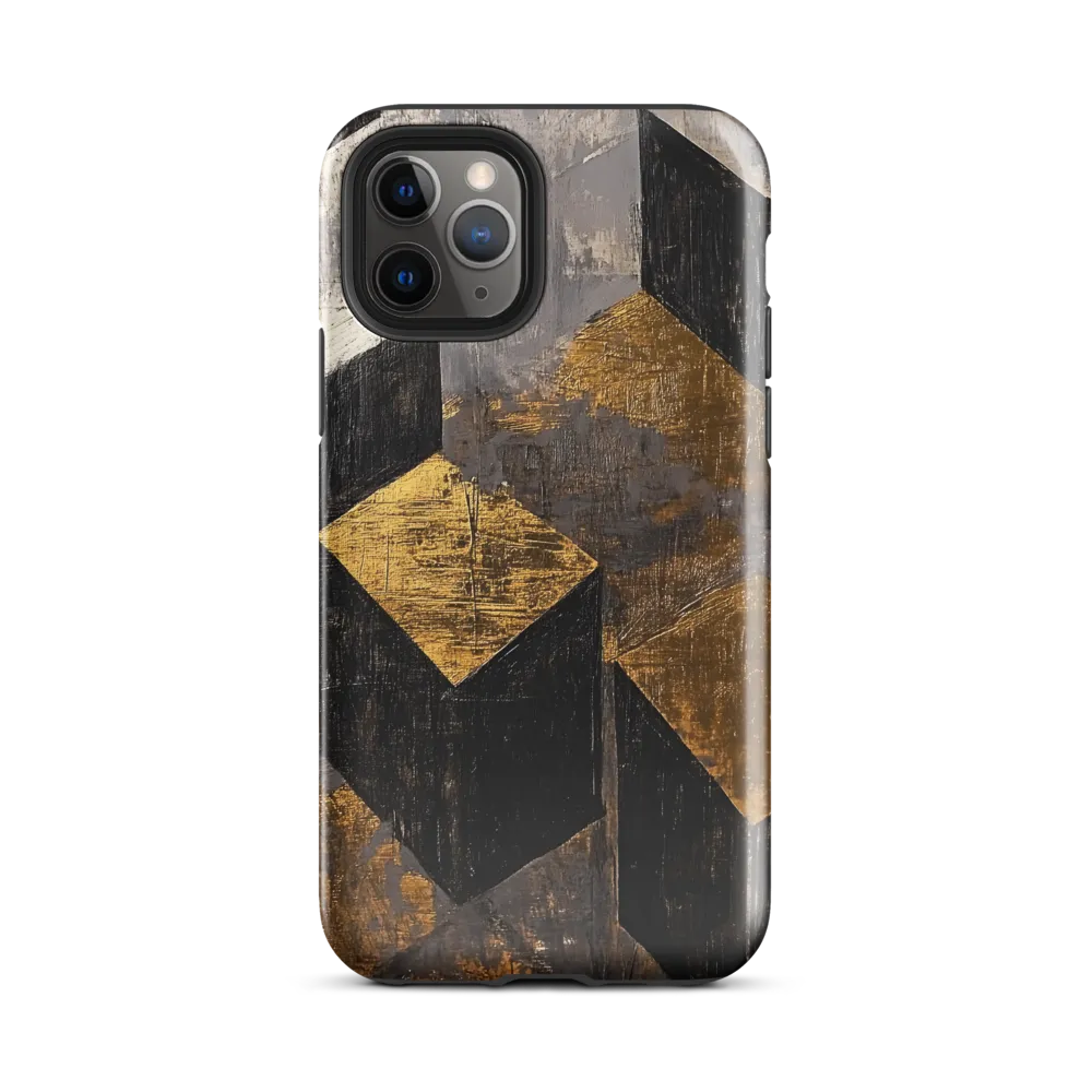 Geometric Harmony in Gold and Black | Phone Case |  11 Pro | Tough Case | Glossy