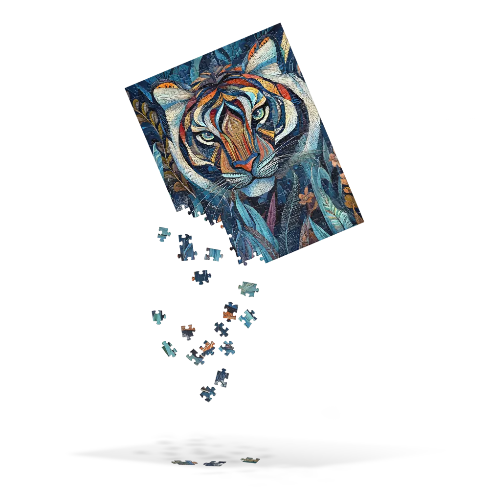 Ornamental Tiger in Teal and Orange