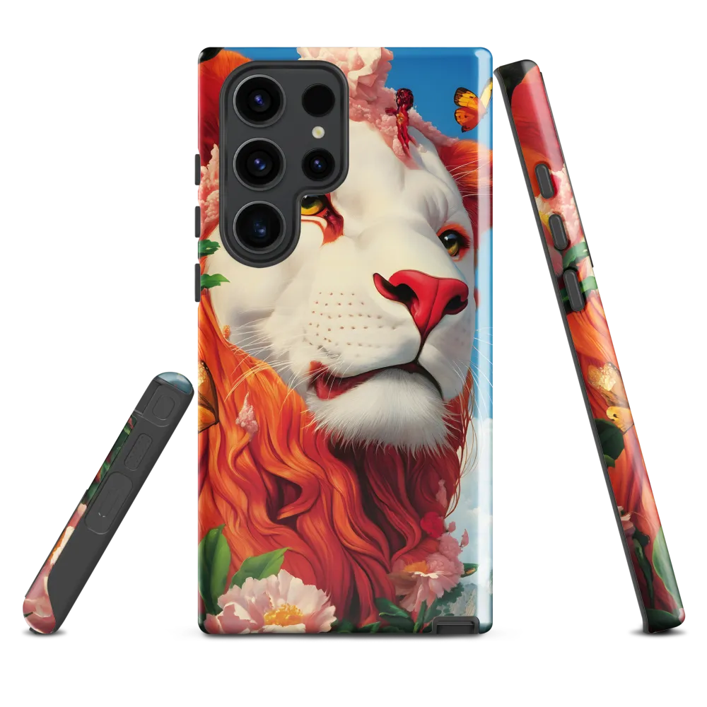 Majestic Lion Amidst Floral Splendor