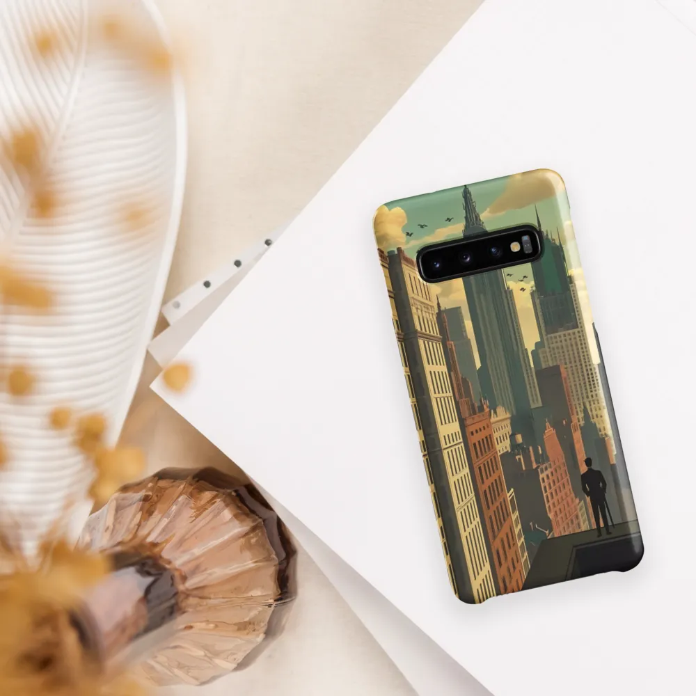 Urban Dreams: A Silhouette in Art Deco Cityscape | Phone Case |  S10 | Snap Case | Matte