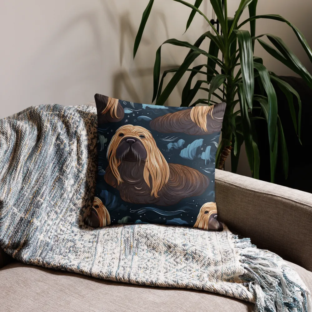 Whimsical Walruses in Deep Blue | Pillow & Pillow Case | Multiple Sizes