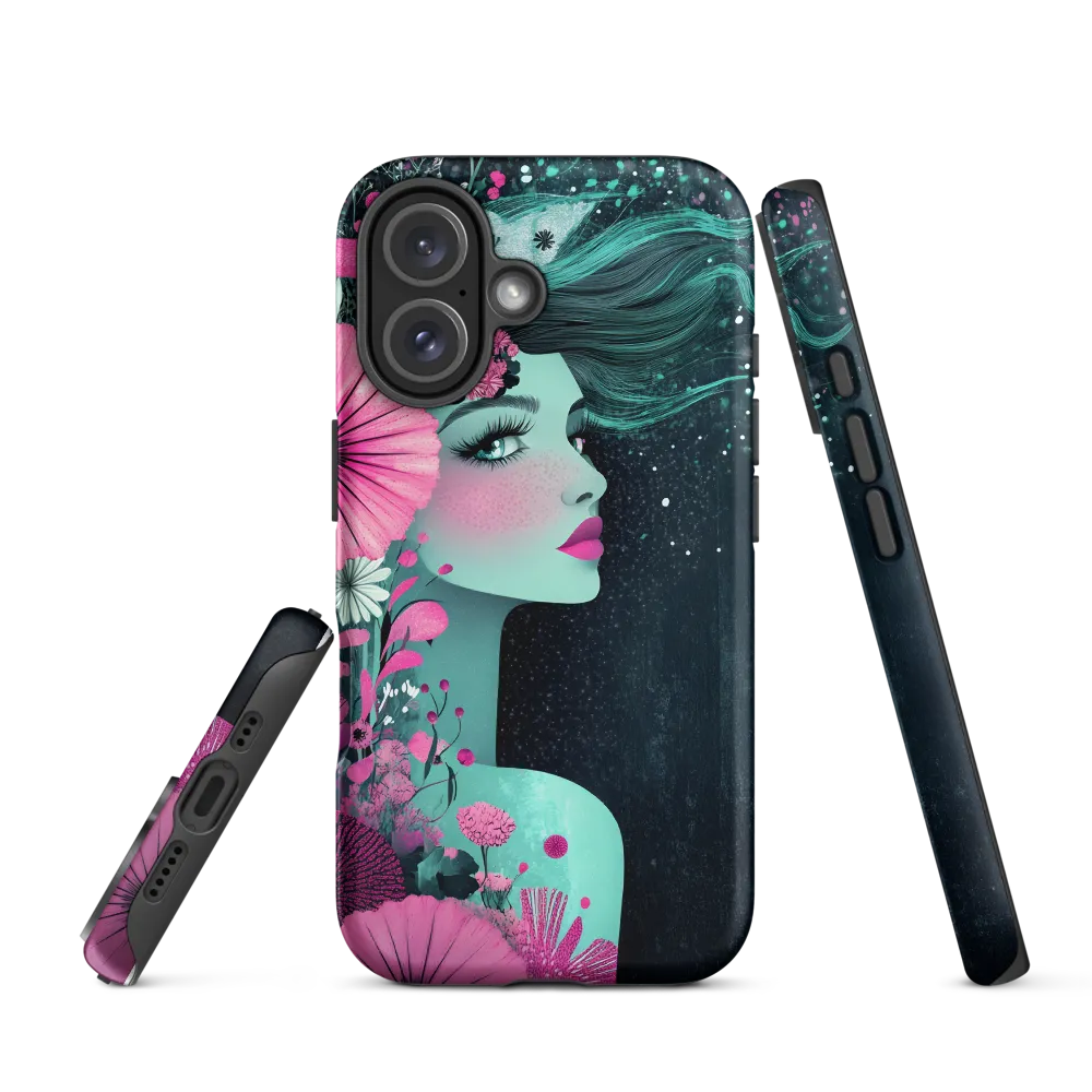 Floral Harmony: Portrait of Serenity | Phone Case |  16 | Tough Case | Matte