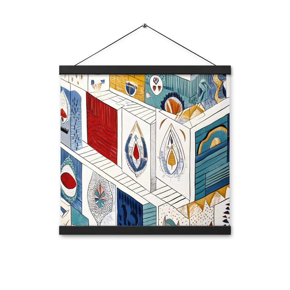 Symphony of Geometric Harmony | Poster With Black Wood Hanger | 16″×16″