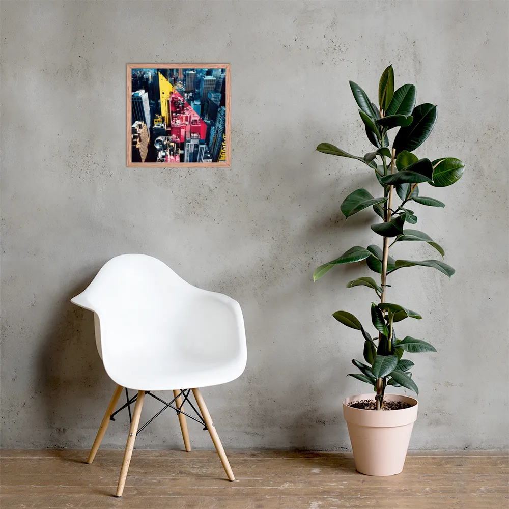 Dynamic Urban Symphony | Poster with Red oak Frame | 16″×16″