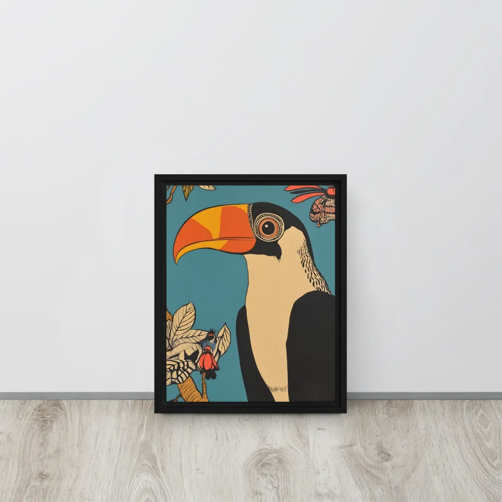 Tropical Majesty: The Toucan at Rest | Canvas with Black Frame | 11″×14″