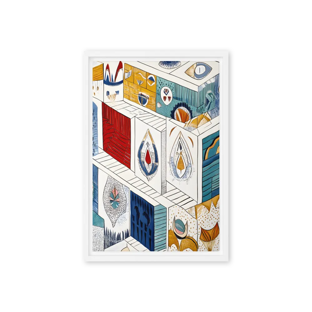 Symphony of Geometric Harmony | Canvas with White Frame | 12″×18″
