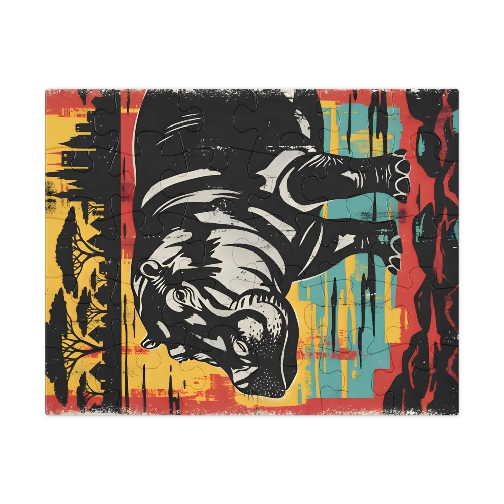 Savanna Hippo 
 Jigsaw Puzzle in Tin Box