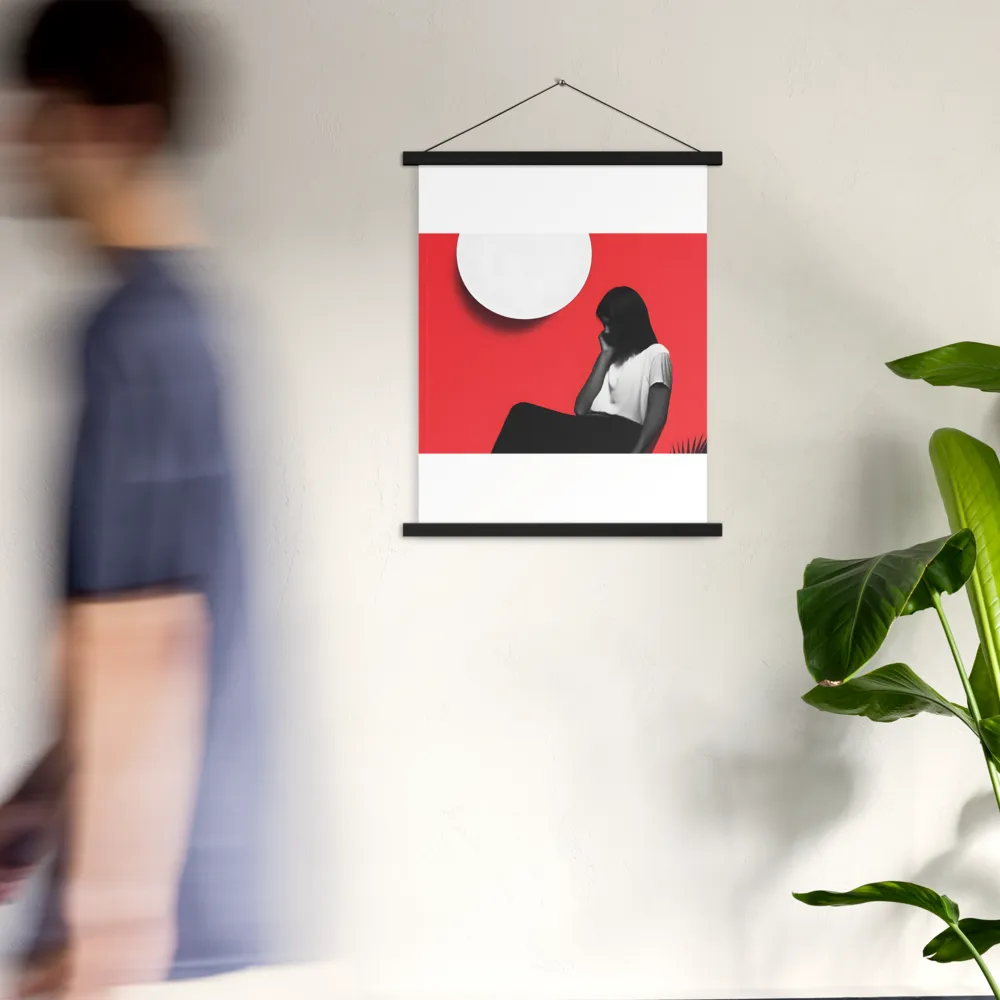 Contemplation in Red | Poster With Black Wood Hanger | 18″×24″