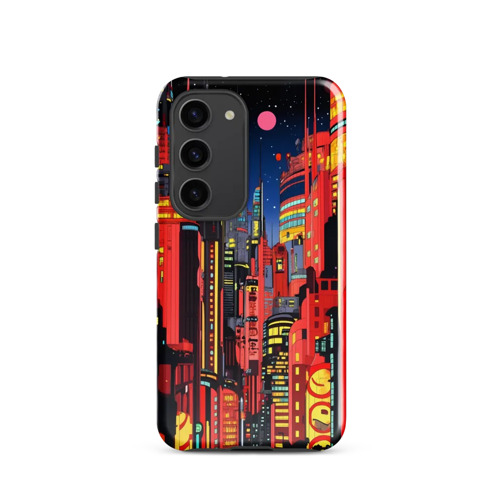 Neon Dreams: A Cyberpunk Cityscape | Phone Case |  S23 | Tough Case | Glossy