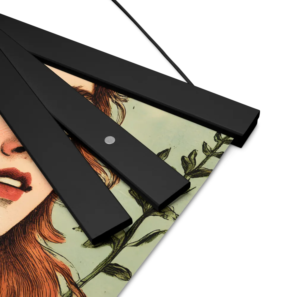 Whimsical Portrait of a Flower-Adorned Girl | Poster With Black Wood Hanger | 12″×12″