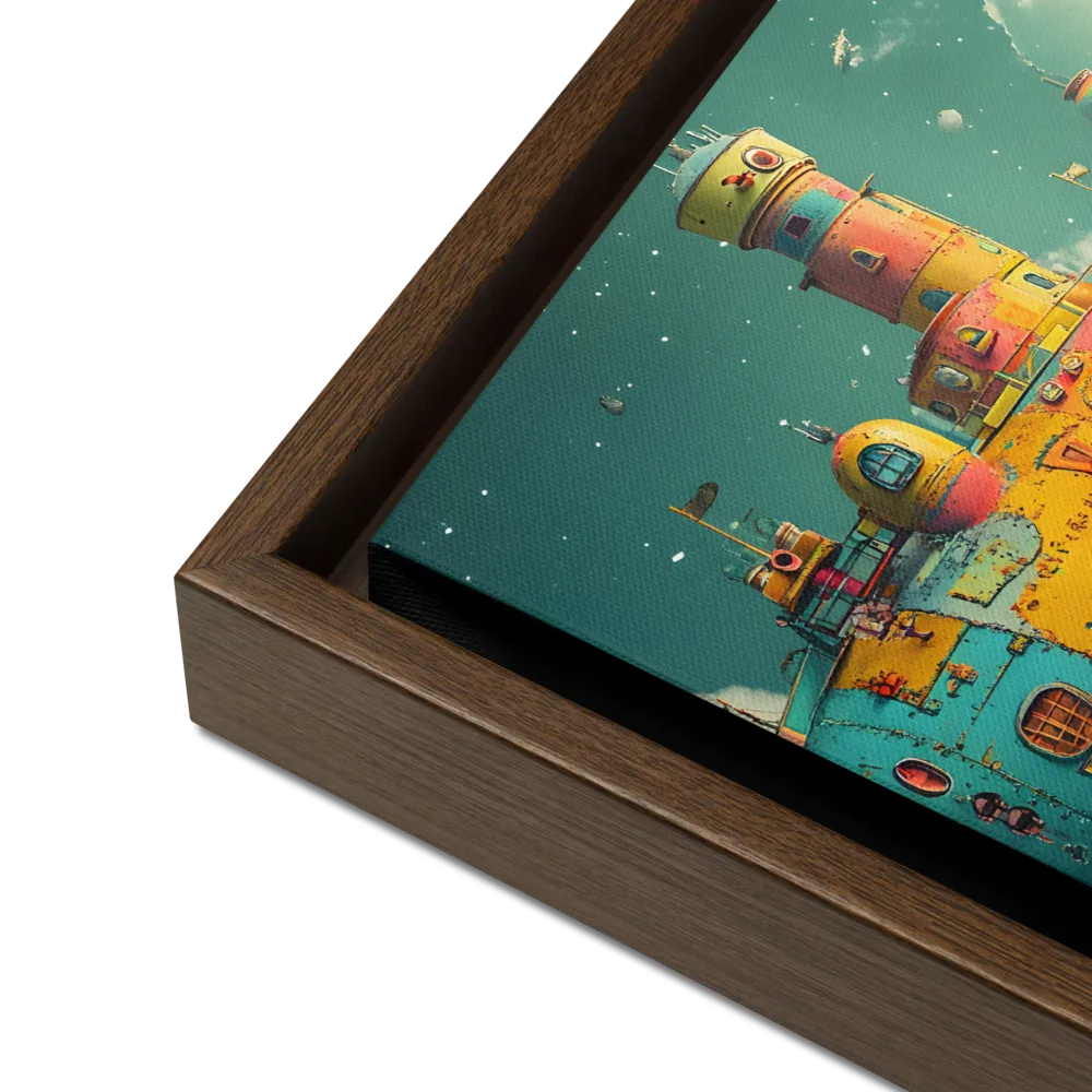 Submerged Dreams: A Whimsical Voyage | Canvas with Brown Frame | 12″×12″