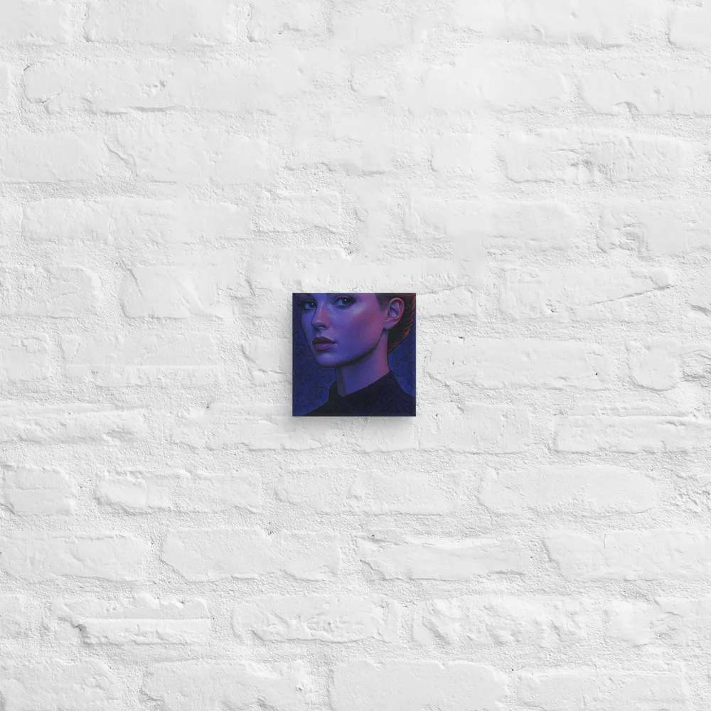 Ethereal Portrait in Blue and Red | Canvas | 6″×6″