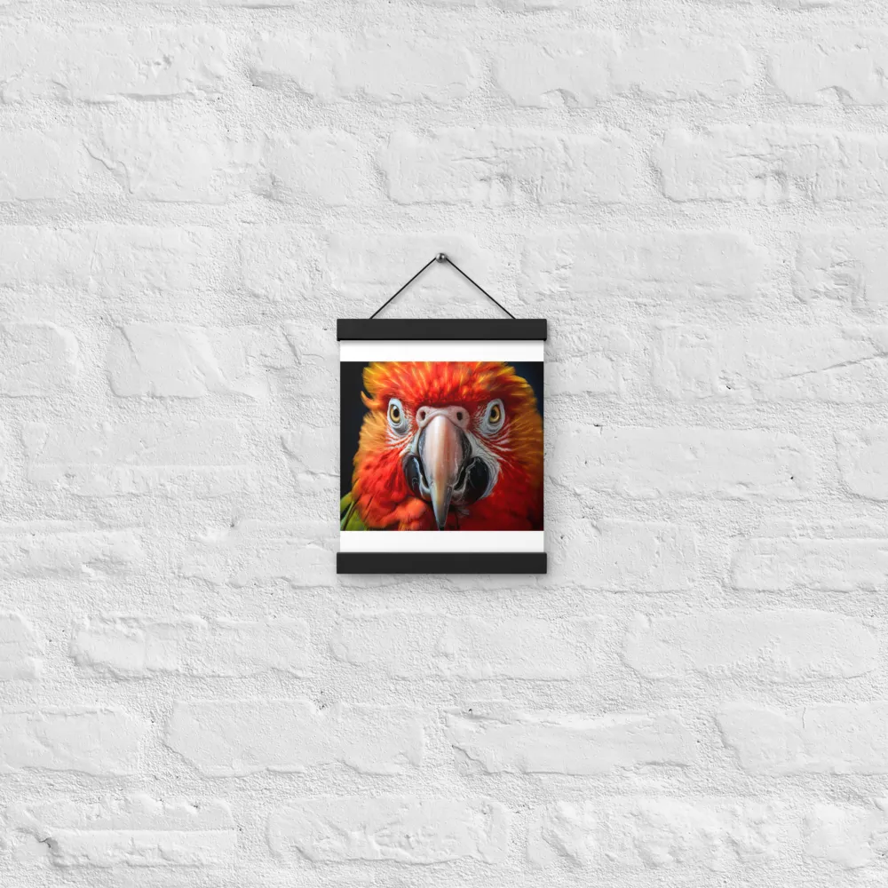 The Fiery Gaze of the Parrot | Poster With Black Wood Hanger | 8″×10″