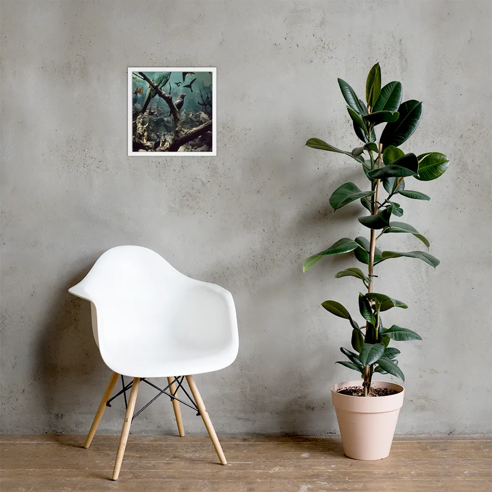 Whispers of the Avian Realm | Poster with White Frame | 14″×14″
